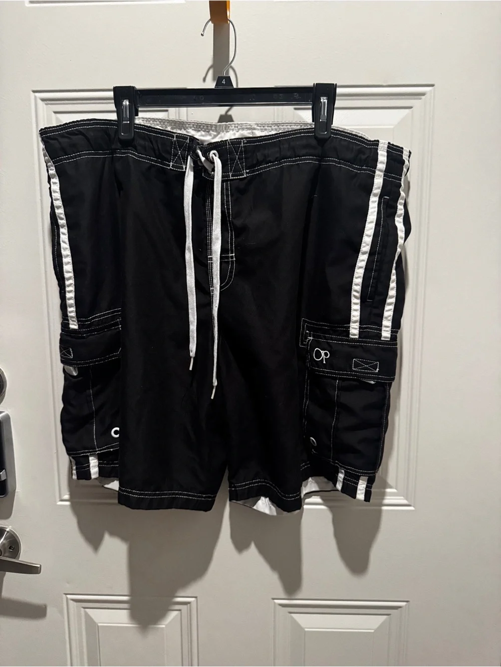 OP Black Swim Cargo Shorts with White Trim